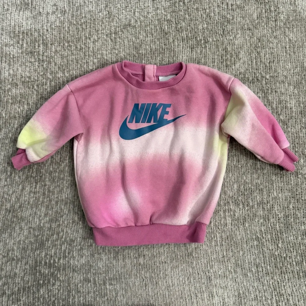 Nike Baby Tie-Dye Sweatshirt Pink Yellow Logo Pullover‎ 12M Colorful Classic